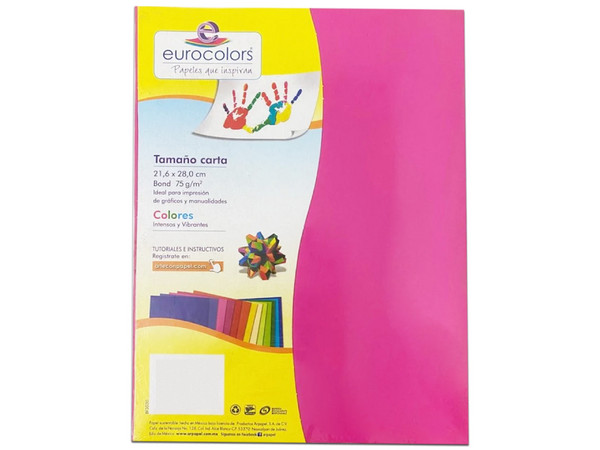 Papel cortado Eurocolors EC0012 tamaño Carta, 100 piezas. Colores Variados.