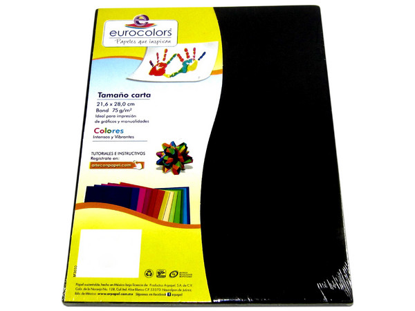 Papel cortado Eurocolors EC0014 tamaño Carta, 100 piezas. Color Negro.