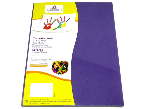 Papel cortado Eurocolors EC0016 tamaño Carta, 100 piezas. Color Morado.