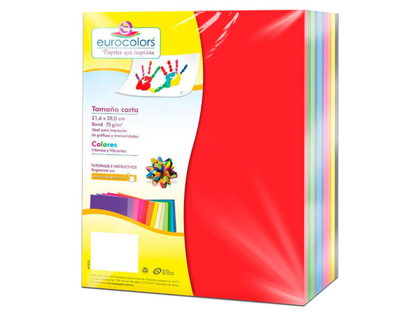 Papel cortado Eurocolors Arcoiris EC0077 tamaño Carta, 500 piezas. Color Varios