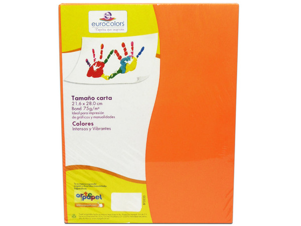 Papel cortado Eurocolors EC0080 tamaño Carta, 100 piezas. Color Naranja.