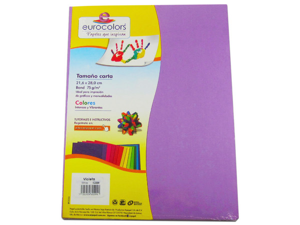 Papel cortado Eurocolors EC0084 tamaño Carta, 100 piezas. Color Violeta.