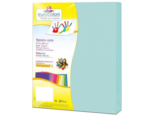 Papel cortado Eurocolors EC0088 tamaño Carta, 100 piezas. Color Azul.