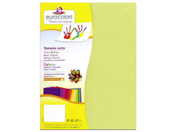 Papel cortado Eurocolors EC0089 tamaño Carta, 100 piezas. Color Verde.