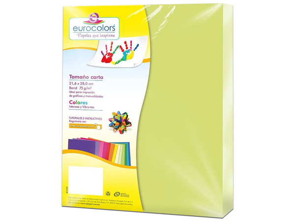 Papel cortado Eurocolors EC0089 tamaño Carta, 100 piezas. Color Verde.