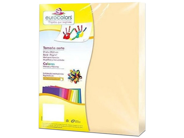 Papel cortado Eurocolors EC0092 tamaño Carta, 100 piezas. Color Crema.