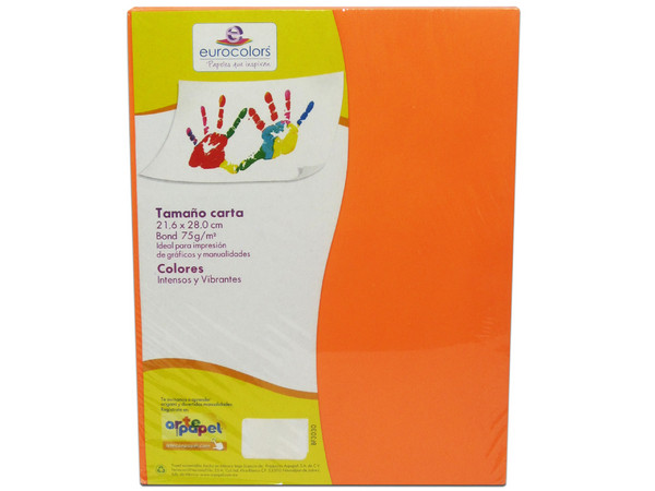 Papel cortado Eurocolors EC0096 tamaño Carta, 100 piezas. Color Naranja.