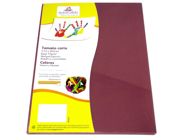 Papel cortado Eurocolors EC0098 tamaño Carta, 100 piezas. Color Vino.