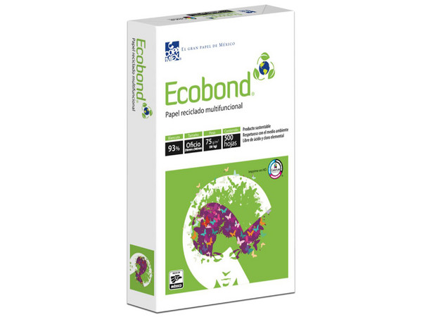 Papel Copiadora Ecobond tamaño Oficio, Blancura 93%, 5000 hojas.