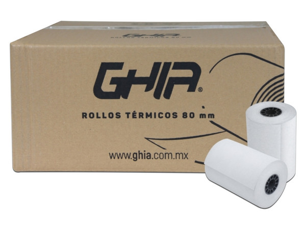 Rollo de papel térmico CTG80N de 80 x 70 mm. Color Blanco. (Reacción Negro)