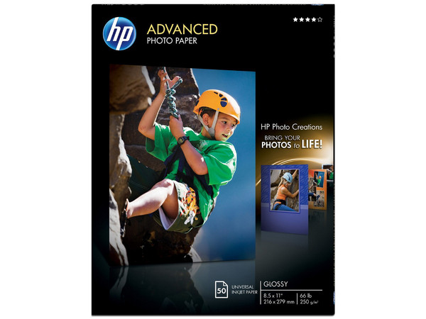 Papel Fotográfico HP Advanced Glossy, 50 Hojas de 8.5 