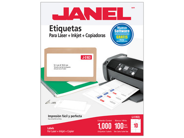 Etiquetas Adhesivas Janel Láser J-5163, 51x102mm, C/1000.
