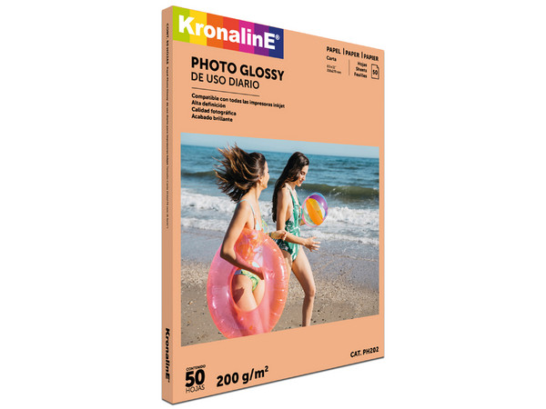 Papel Fotográfico Kronaline PH202, Tamaño Carta, Paquete de 50 hojas.