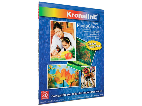 Papel Fotográfico Kronaline PH347, Tamaño Carta, Paquete de 20 hojas.