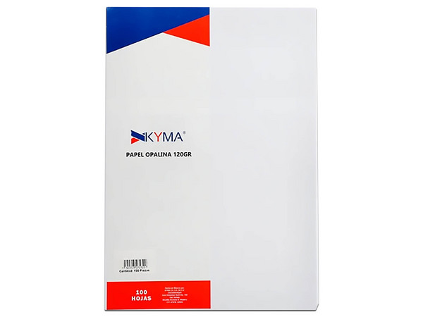 Paquete de Papel Opalina Kyma POBC-120GOFI100, Tamaño Oficio, 100 Hojas. Color Blanco.