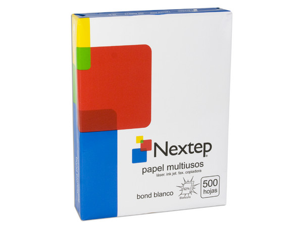 Nextep Bond Papel Multifuncional tamaño Carta, Blancura de 92%. Caja con 10 paquetes de 500 hojas