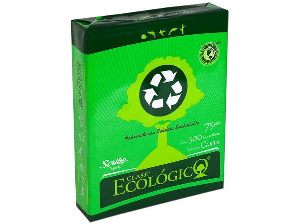 Papel Bond Scribe ecológico, blancura 88% 75gr/m2 caja con 10 paquetes de 500 hojas