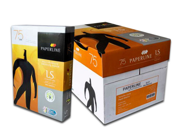 Papel Bond Paperline, caja con 10 paquetes de 500 hojas cada uno, tamaño carta.