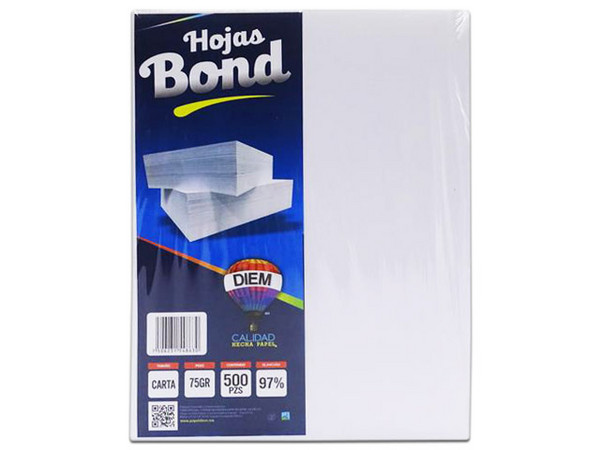Papel Bond Blanco PBBTCC500, con 500 Hojas, 97% de blancura, 75g de gramaje.