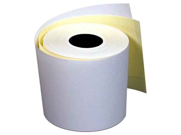 Rollo de Papel de Autocopia PCM EBA5760 de 57 x 60mm, color blanco/amarillo. Caja con 100 piezas