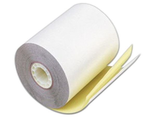 Rollo de Papel de Autocopia POSline RP2C7670 de 76x70mm, 2 tantos. Color Blanco/Amarillo