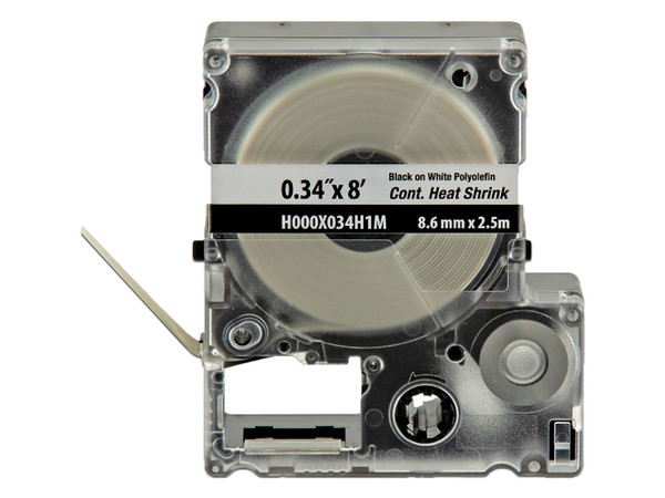Casete de Etiquetas de Poliolefina Panduit de Cinta Continua, Tubo Termo contráctil, 8.6 mm de Ancho y 2.4 m de largo, Para Cables de 1.5 a 4.8 mm (18-12 AWG) de Diámetro, Color Blanco.