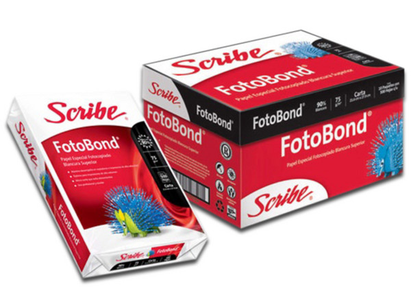 Papel Bond Scribe Tamaño Carta, Blancura 90%, Caja con 10 paquetes de 500 hojas.