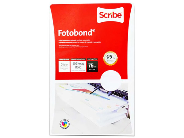 Papel Scribe Fotobond, Oficio, 95% Blancura, Caja con 5000 Hojas.
