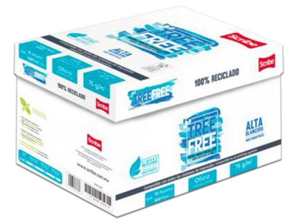 Papel Oficio Scribe Tree Free, Reciclado, Caja con 5000 Hojas.