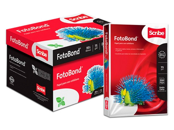 Papel Cortado Scribe Fotobond, 95% de Blancura, Caja C/2500 Hojas.