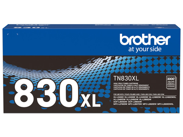 Tóner Brother TN-830XL Alto Rendimiento Color Negro, Hasta 3.000 Páginas.