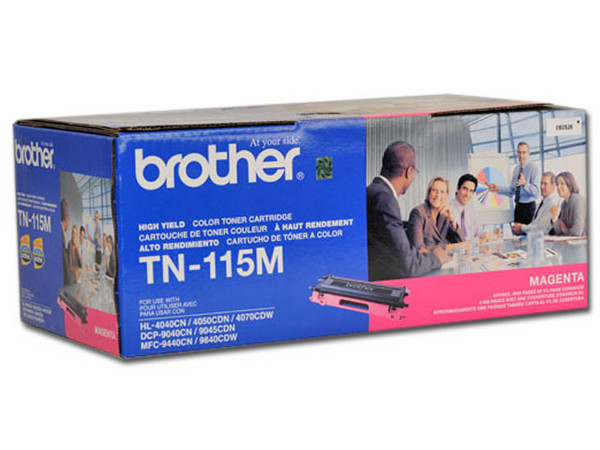 Cartucho de tóner Brother TN115M de alto rendimiento, Magenta, Modelo: TN115M.