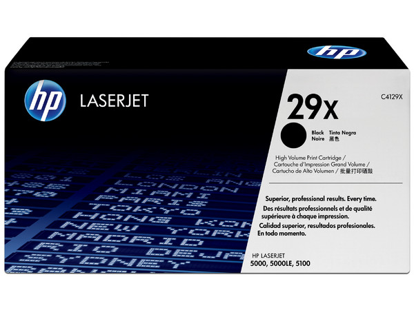 Cartucho de tóner HP 29X Negro Alto rendimiento Laserjet Original (C4129X).