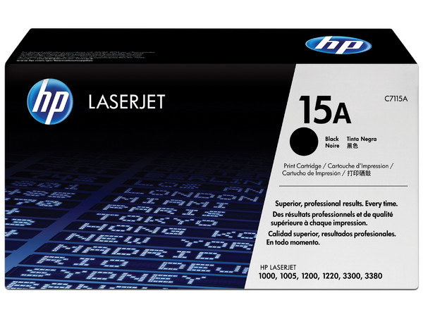 Cartucho de tóner HP 15A Negro Laserjet Original (C7115A).