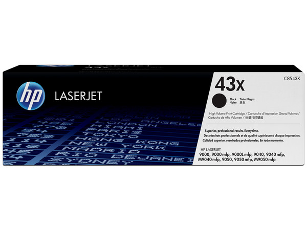 Cartucho de tóner HP 43X Negro Alto rendimiento Laserjet Original (C8543X).