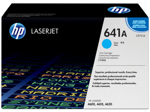 Cartucho de tóner HP 641A Cian Laserjet Original (C9721A).
