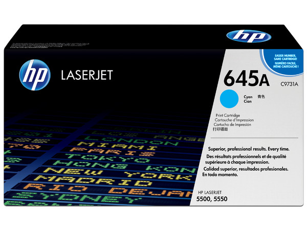 Cartucho de tóner HP 645A Cian Laserjet Original (C9731A).