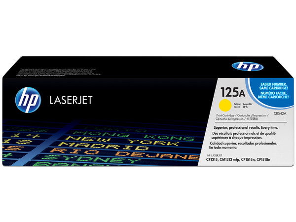 Cartucho de tóner HP 125A Amarillo Laserjet Original (CB542A).