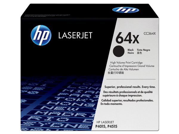 Cartucho de tóner HP 64X Negro Alto rendimiento Laserjet Original (CC364X).