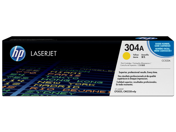 Cartucho de tóner HP 304A Amarillo Laserjet Original (CC532A).