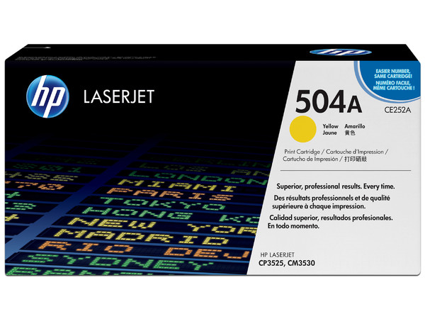 Cartucho de tóner HP 504A Amarillo Laserjet Original (CE252A).