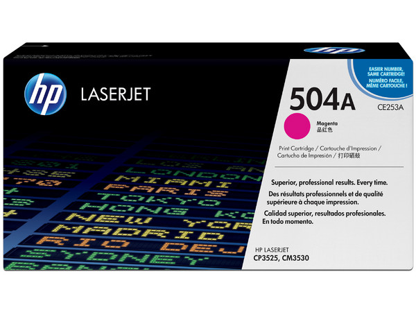 Cartucho de tóner HP 504A Magenta Laserjet Original (CE253A).