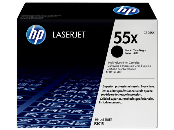 Tóner para impresora HP 55X Negro Alto rendimiento Laserjet Original (CE255X).