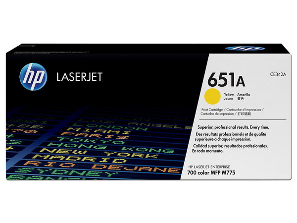 Cartucho de tóner HP 651A Amarillo Laserjet Original (CE343A).