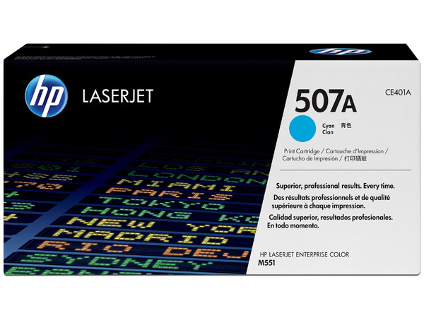Tóner para impresora HP 507A Cian Laserjet Original (CE401A).