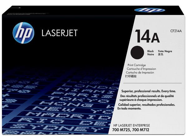 Cartucho de tóner HP 14A Negro Laserjet Original (CF214A).