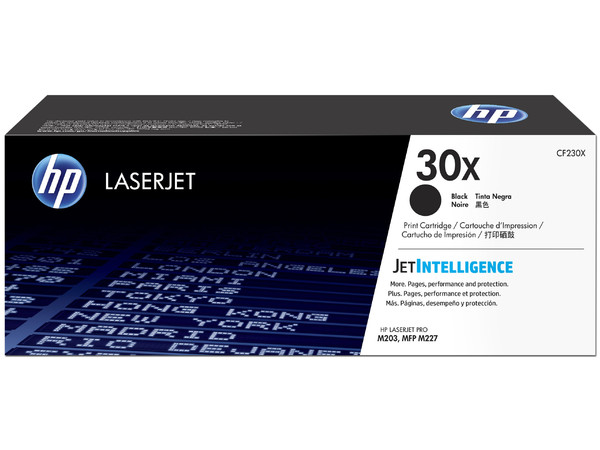 Tóner para impresora HP 30X Negro Alto rendimiento Laserjet Original (CF230X).
