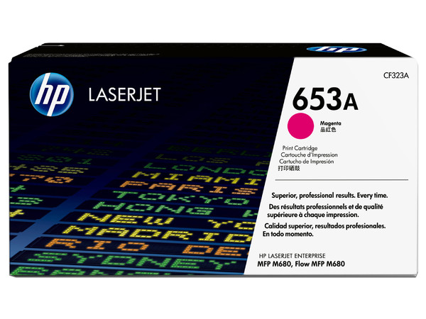 Cartucho de tóner HP 653A Magenta Laserjet Original (CF323A).