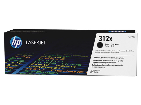 Cartucho de tóner HP 312X Negro Alto rendimiento Laserjet Original (CF380X).
