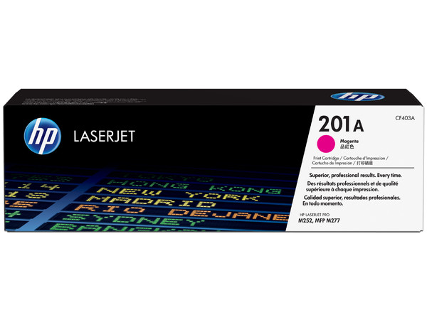 Tóner para impresora HP 201A Magenta Laserjet Original (CF403A).